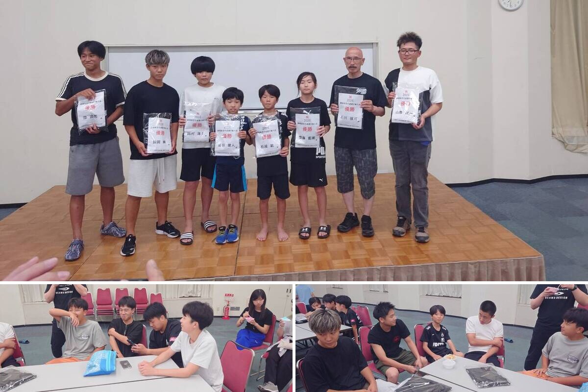 夏合宿での表彰と夜の交流の様子